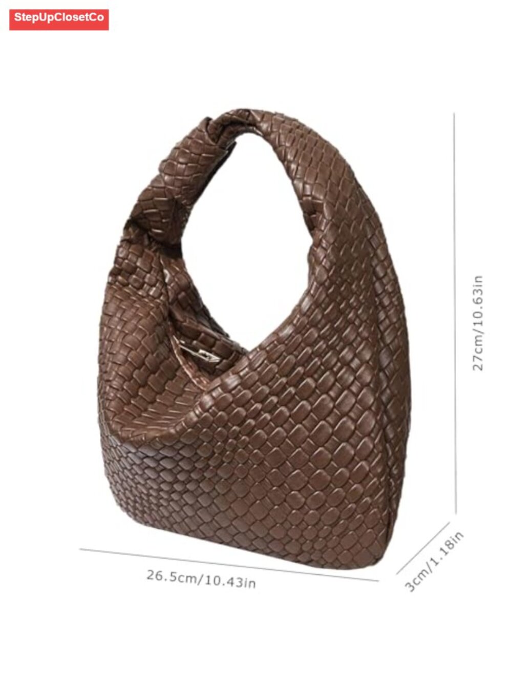 Woven Hobo Bag for Women Knot Strap Handbags PU Leather Dumpling Clutch Purse - Picture 5 of 6